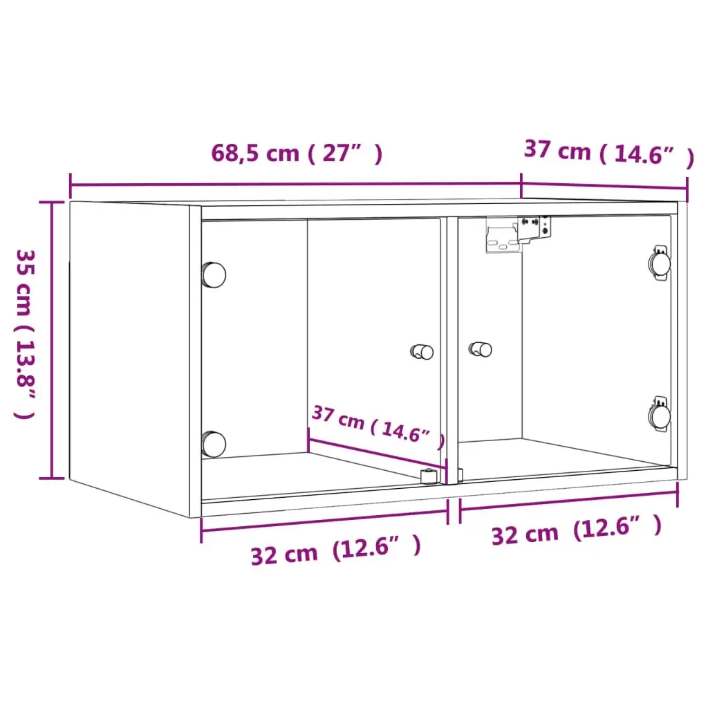 Wall Cabinets with Glass Doors 2 pcs White 68.5x37x35 cm 836498