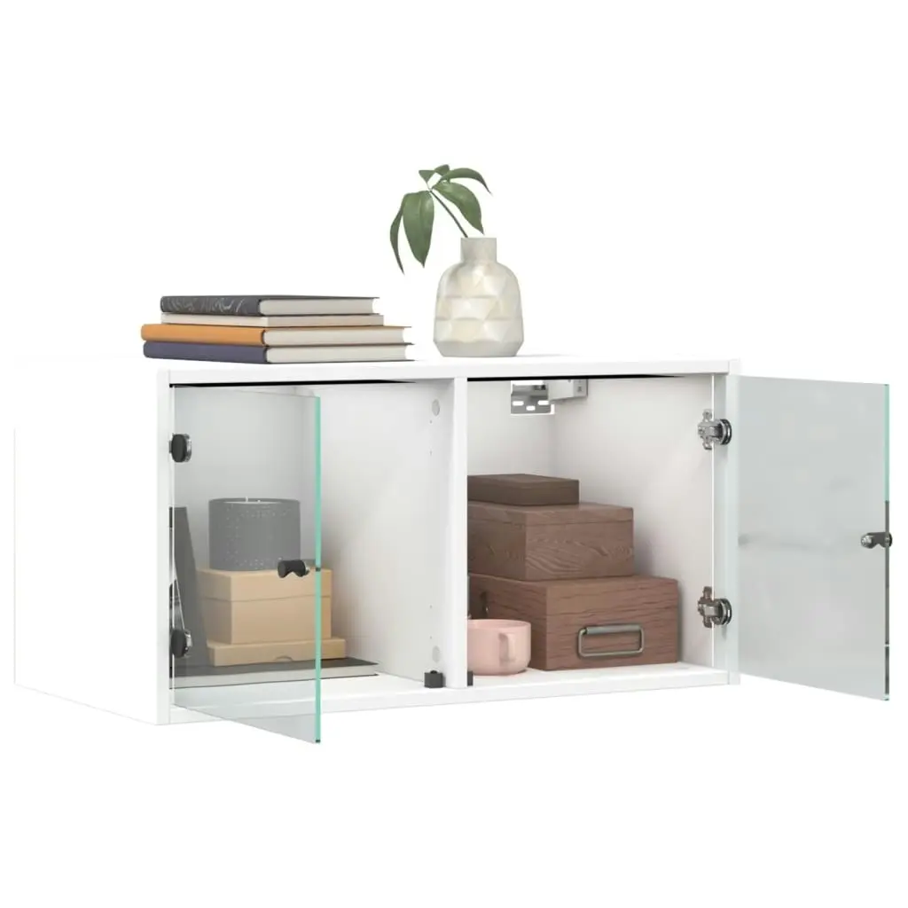 Wall Cabinets with Glass Doors 2 pcs White 68.5x37x35 cm 836498