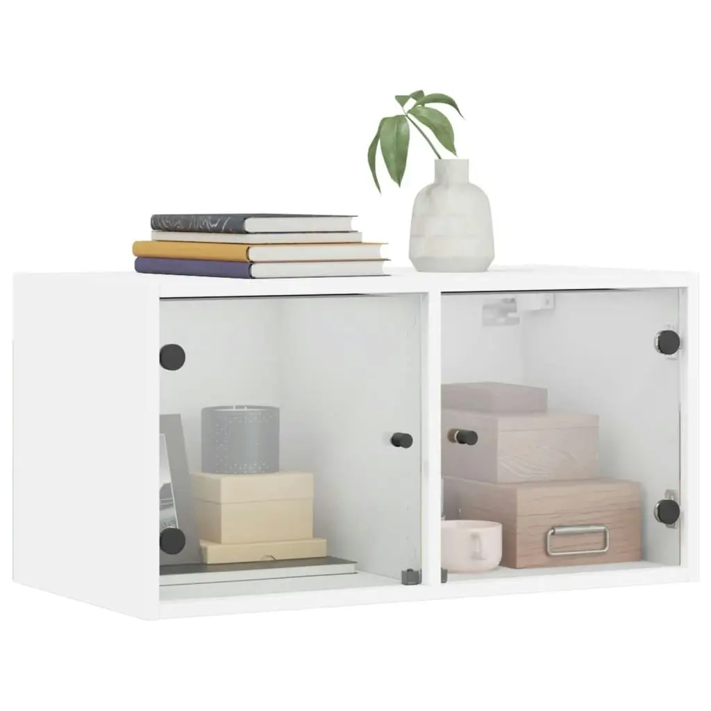 Wall Cabinets with Glass Doors 2 pcs White 68.5x37x35 cm 836498