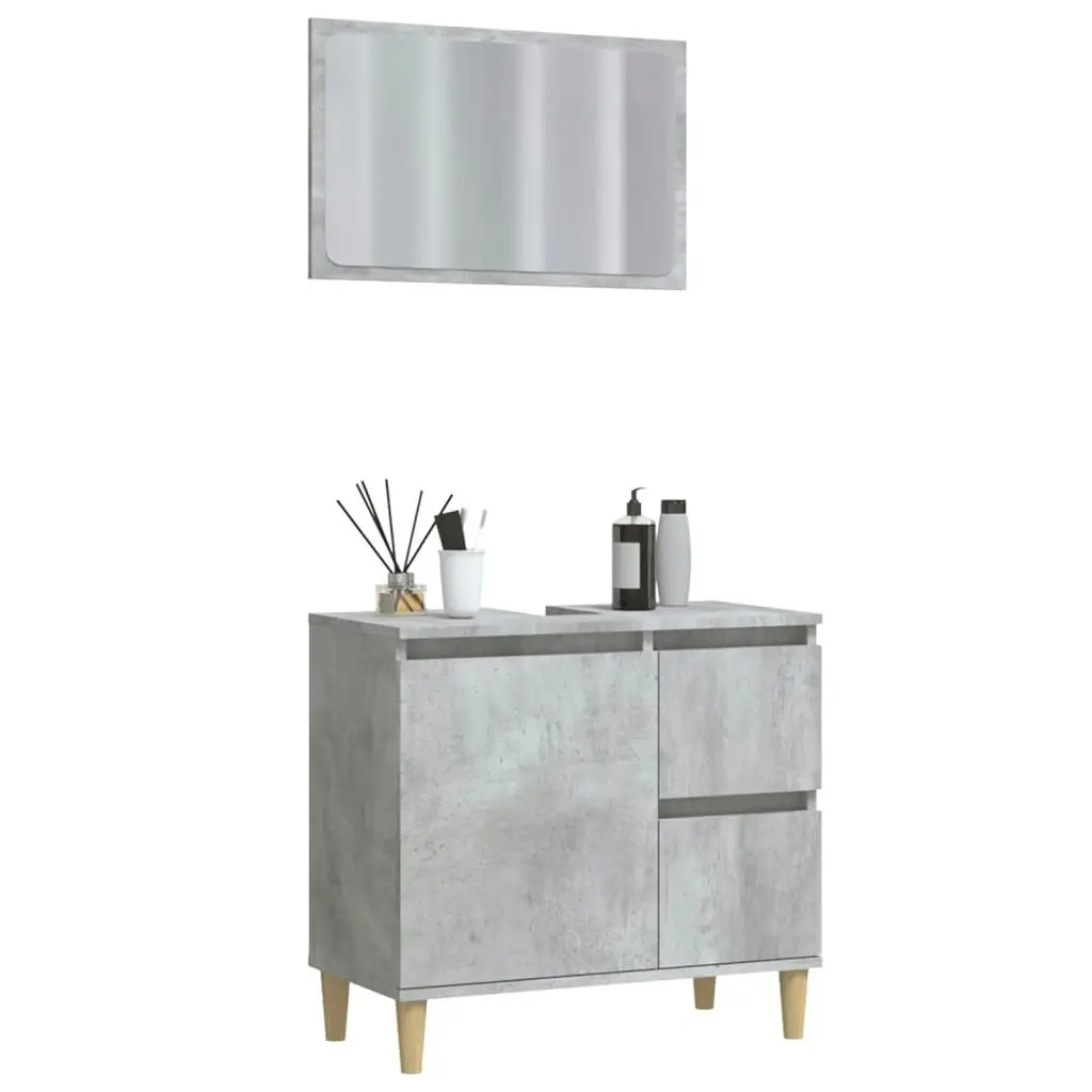 2 Piece Bathroom Furniture Set Concrete Grey Engineered Wood 3185565