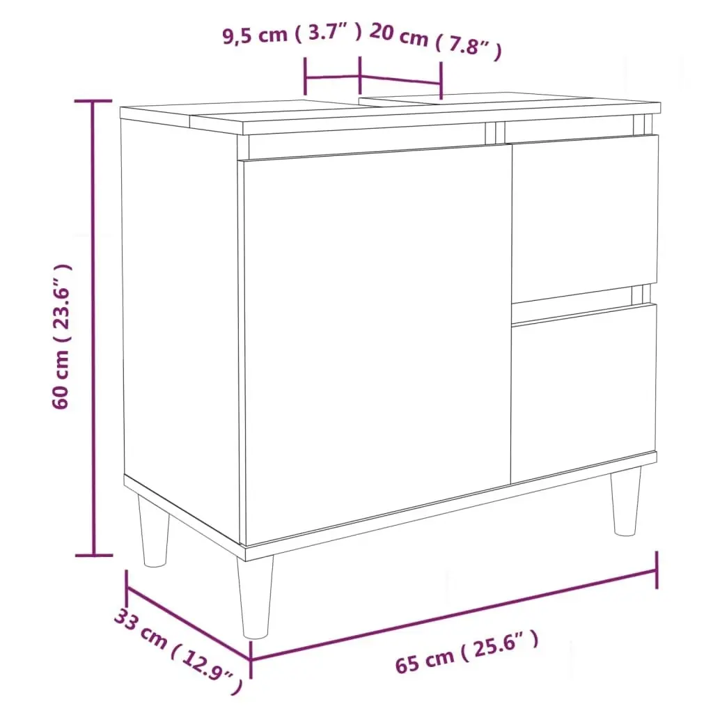 2 Piece Bathroom Furniture Set Concrete Grey Engineered Wood 3185565