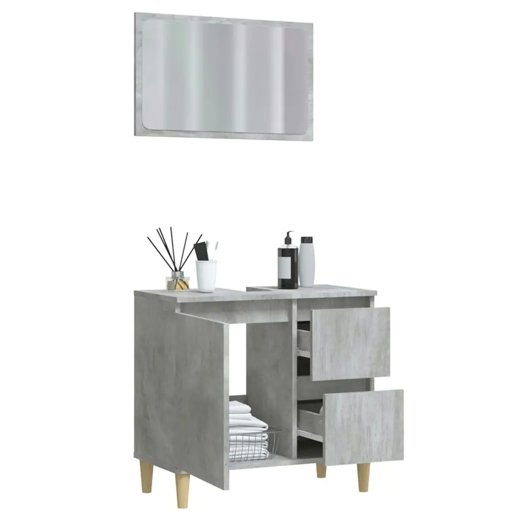 2 Piece Bathroom Furniture Set Concrete Grey Engineered Wood 3185565