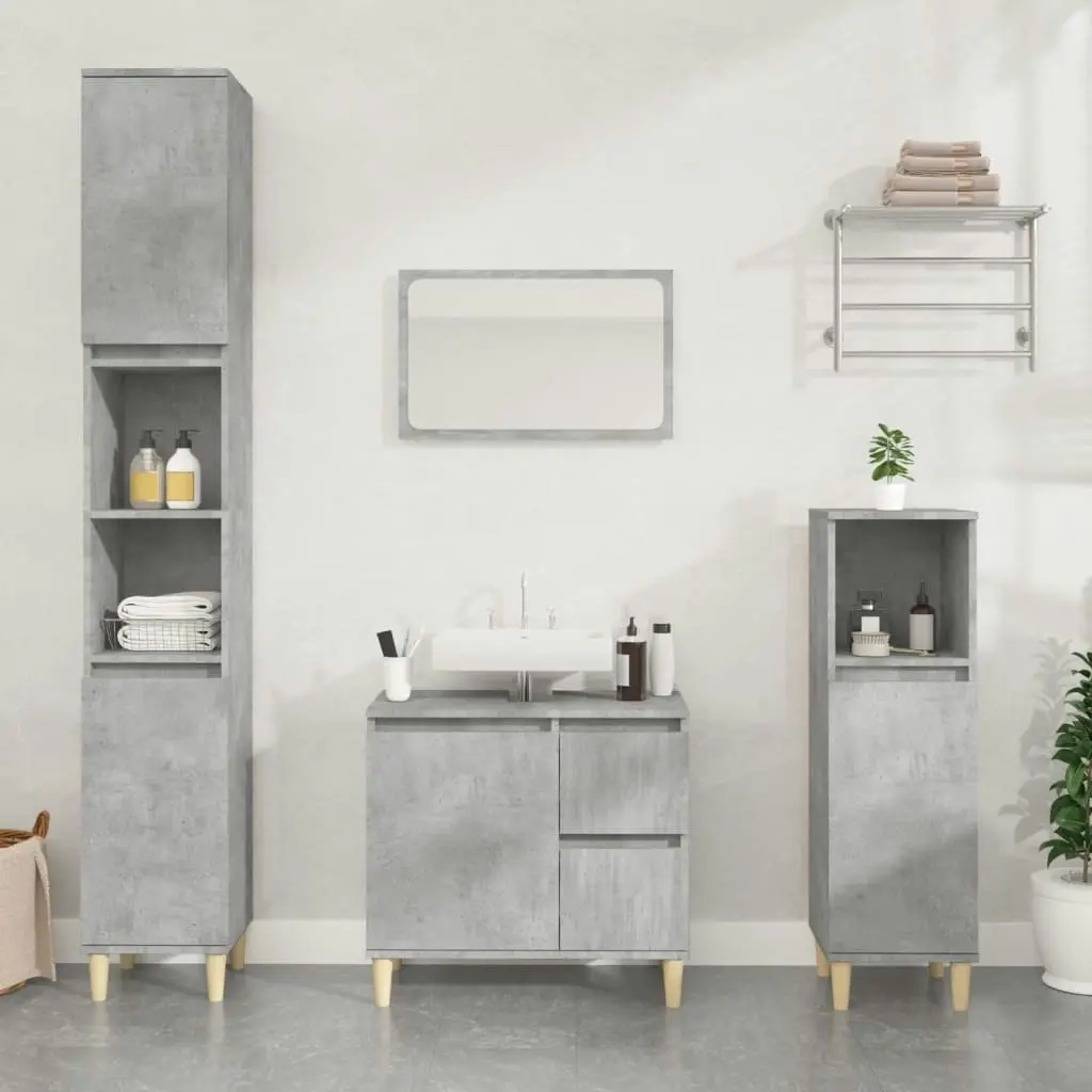 2 Piece Bathroom Furniture Set Concrete Grey Engineered Wood 3185565