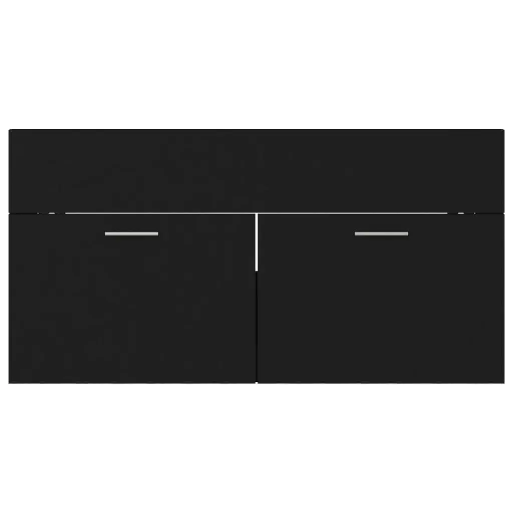 2 Piece Bathroom Furniture Set Black Engineered Wood 804801