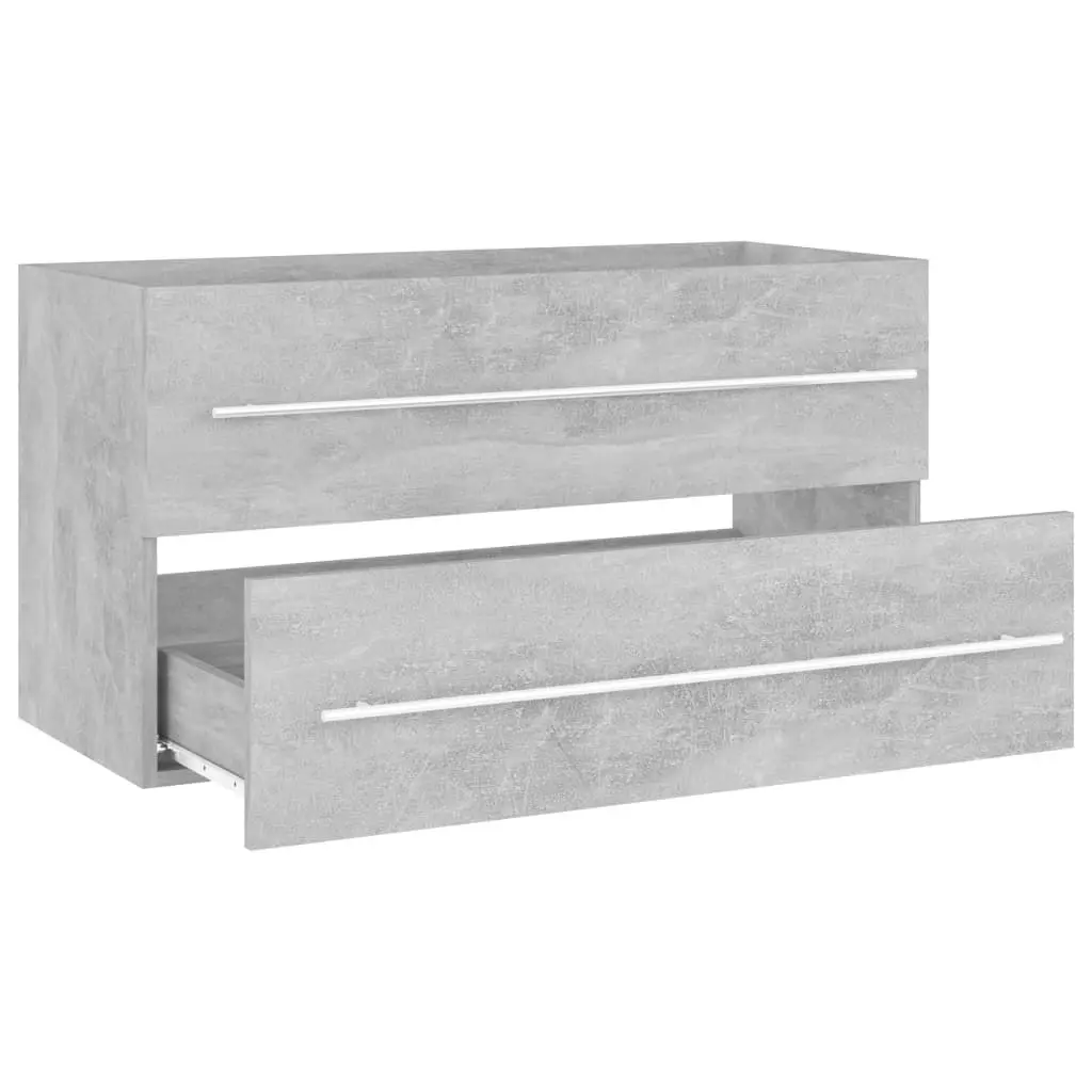 2 Piece Bathroom Furniture Set Concrete Grey Engineered Wood 804849