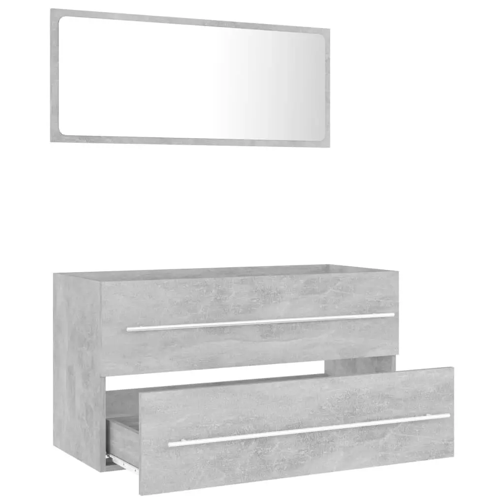 2 Piece Bathroom Furniture Set Concrete Grey Engineered Wood 804849