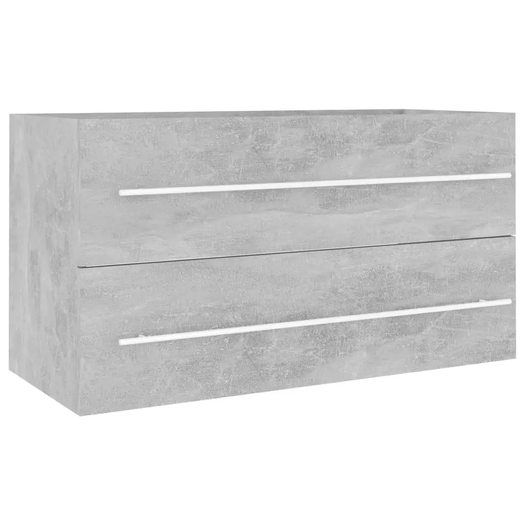 2 Piece Bathroom Furniture Set Concrete Grey Engineered Wood 804849