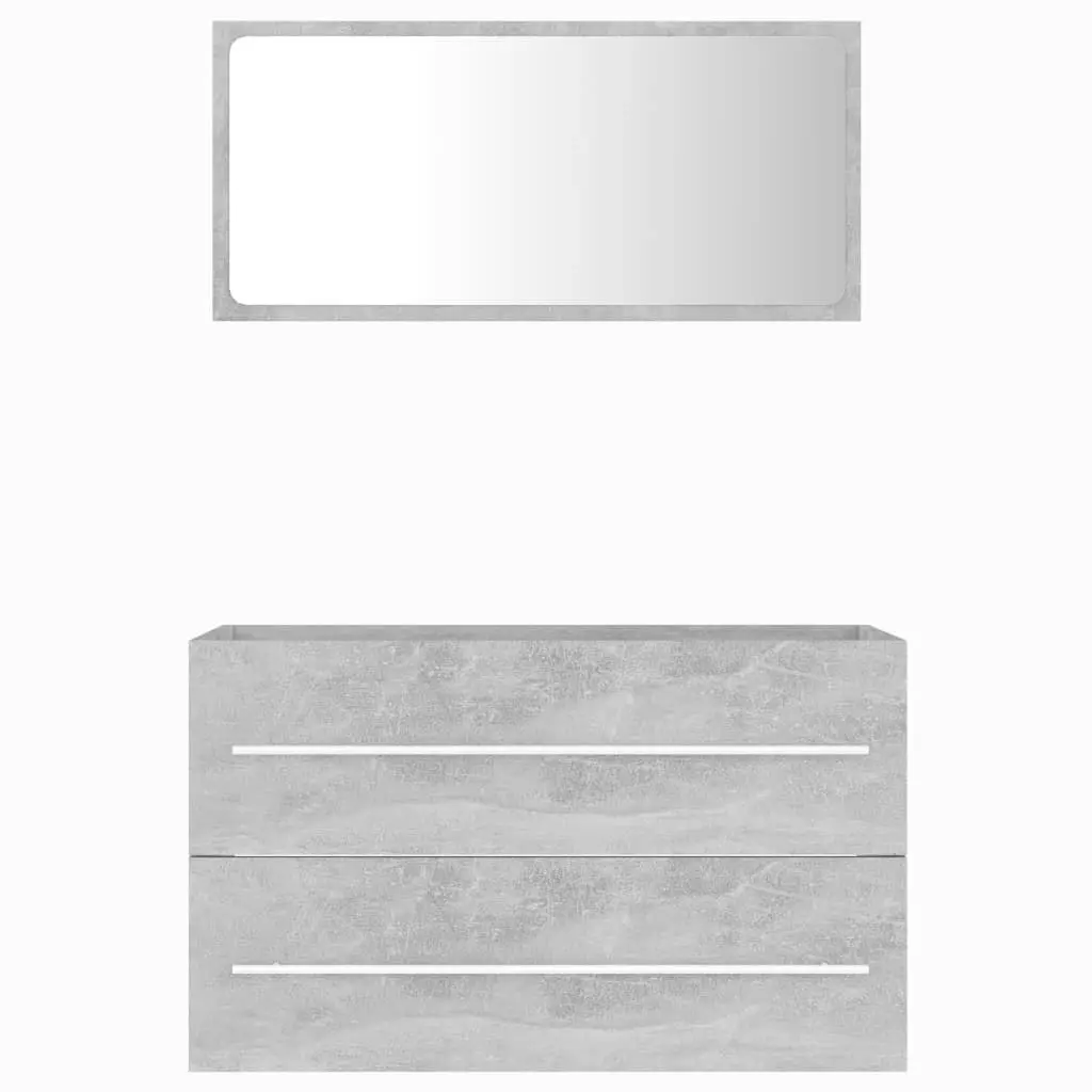 2 Piece Bathroom Furniture Set Concrete Grey Engineered Wood 804840