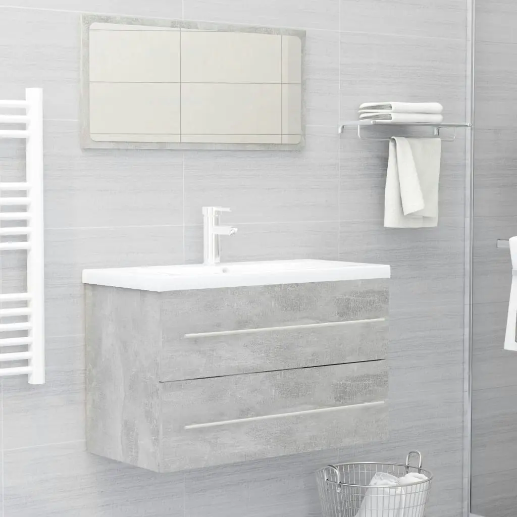 2 Piece Bathroom Furniture Set Concrete Grey Engineered Wood 804840