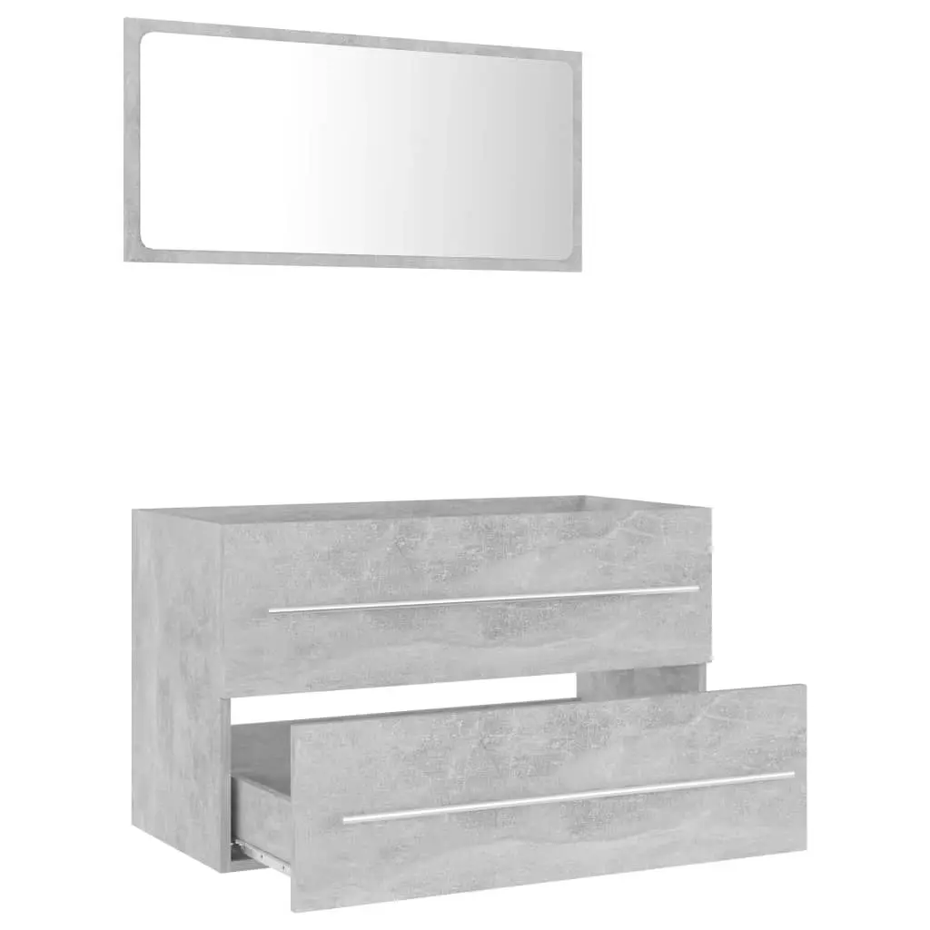 2 Piece Bathroom Furniture Set Concrete Grey Engineered Wood 804840