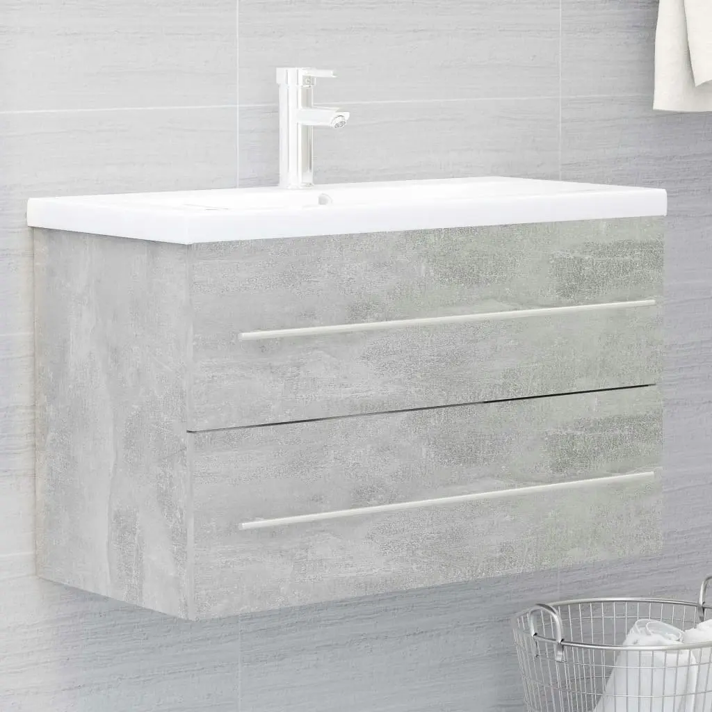 2 Piece Bathroom Furniture Set Concrete Grey Engineered Wood 804840