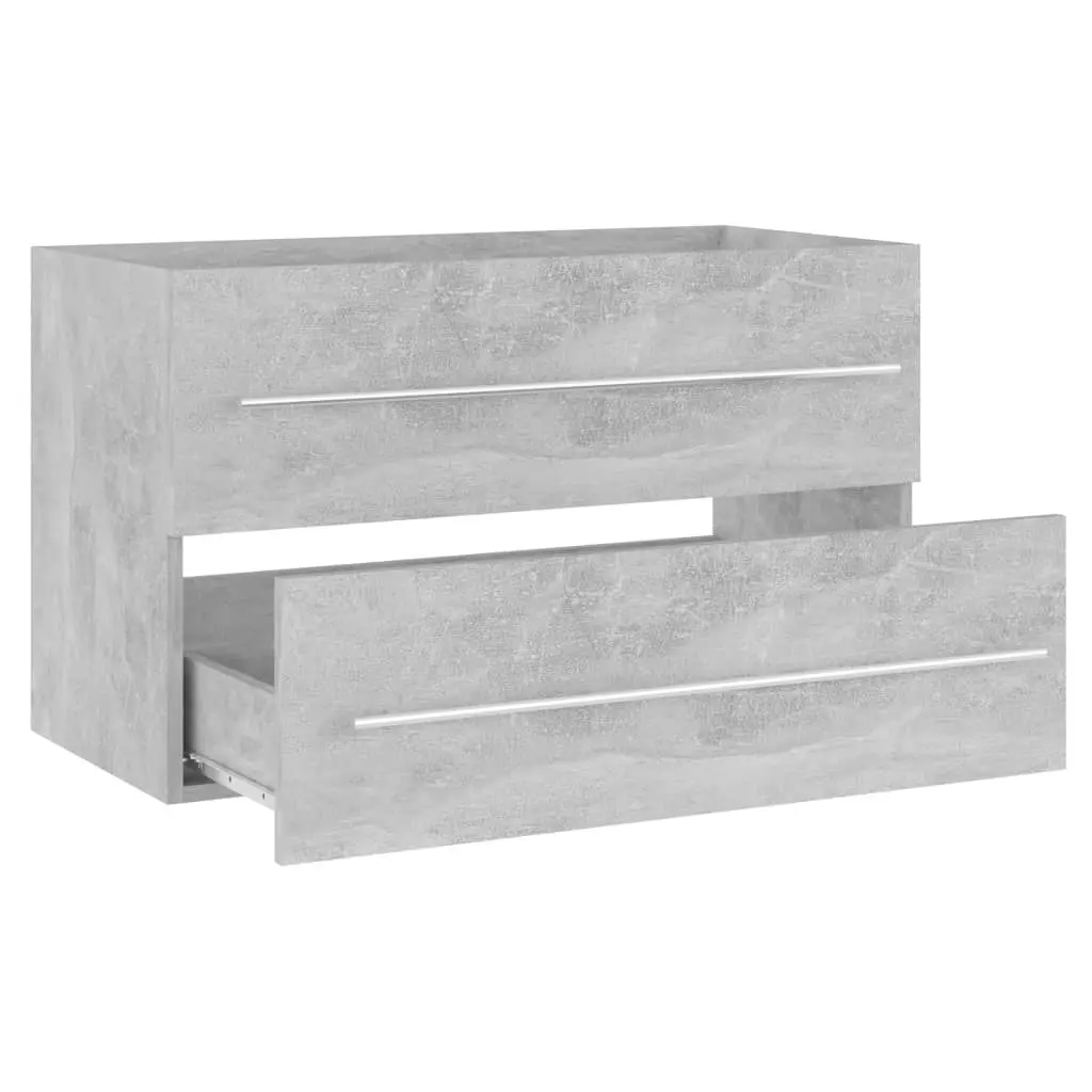 2 Piece Bathroom Furniture Set Concrete Grey Engineered Wood 804840