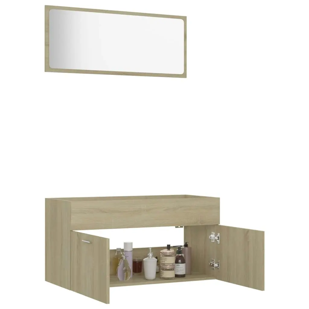 2 Piece Bathroom Furniture Set Sonoma Oak Engineered Wood 804803