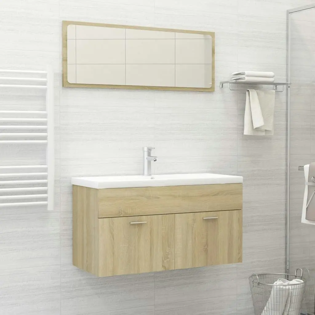 2 Piece Bathroom Furniture Set Sonoma Oak Engineered Wood 804803