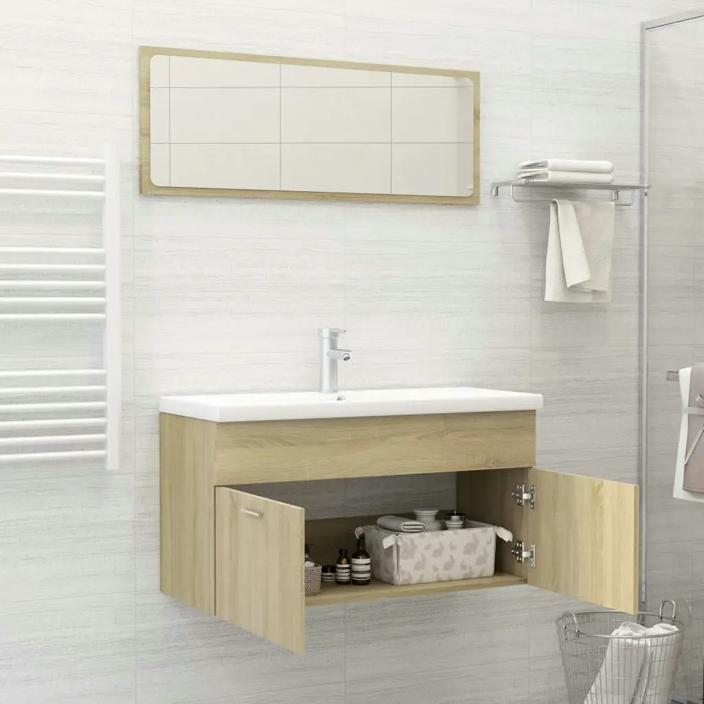 2 Piece Bathroom Furniture Set Sonoma Oak Engineered Wood 804803