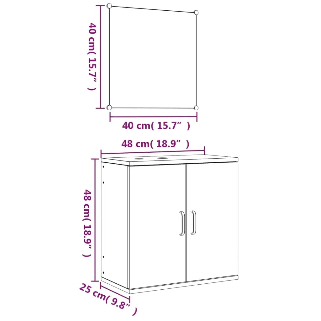 2 Piece Bathroom Furniture Set Black Engineered Wood 242559