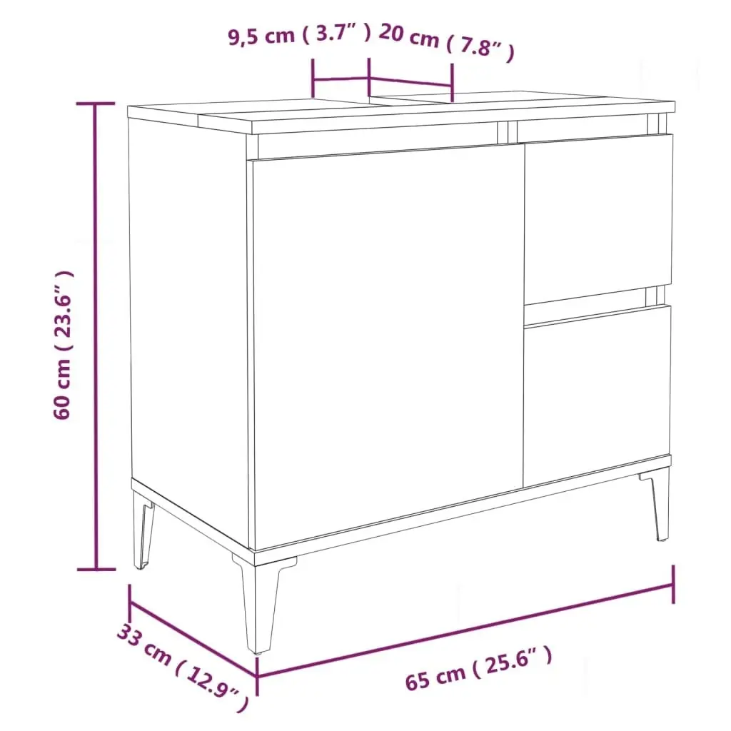 2 Piece Bathroom Furniture Set Concrete Grey Engineered Wood 3185570