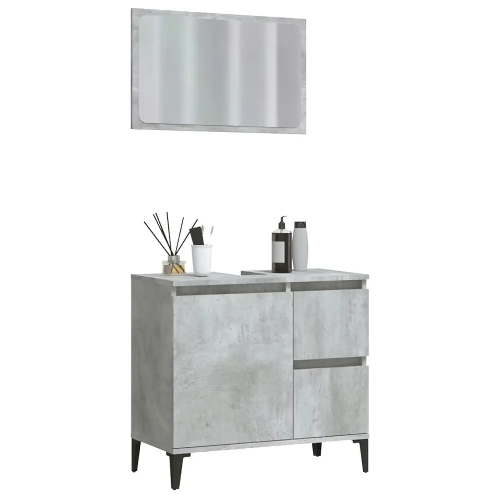 2 Piece Bathroom Furniture Set Concrete Grey Engineered Wood 3185570