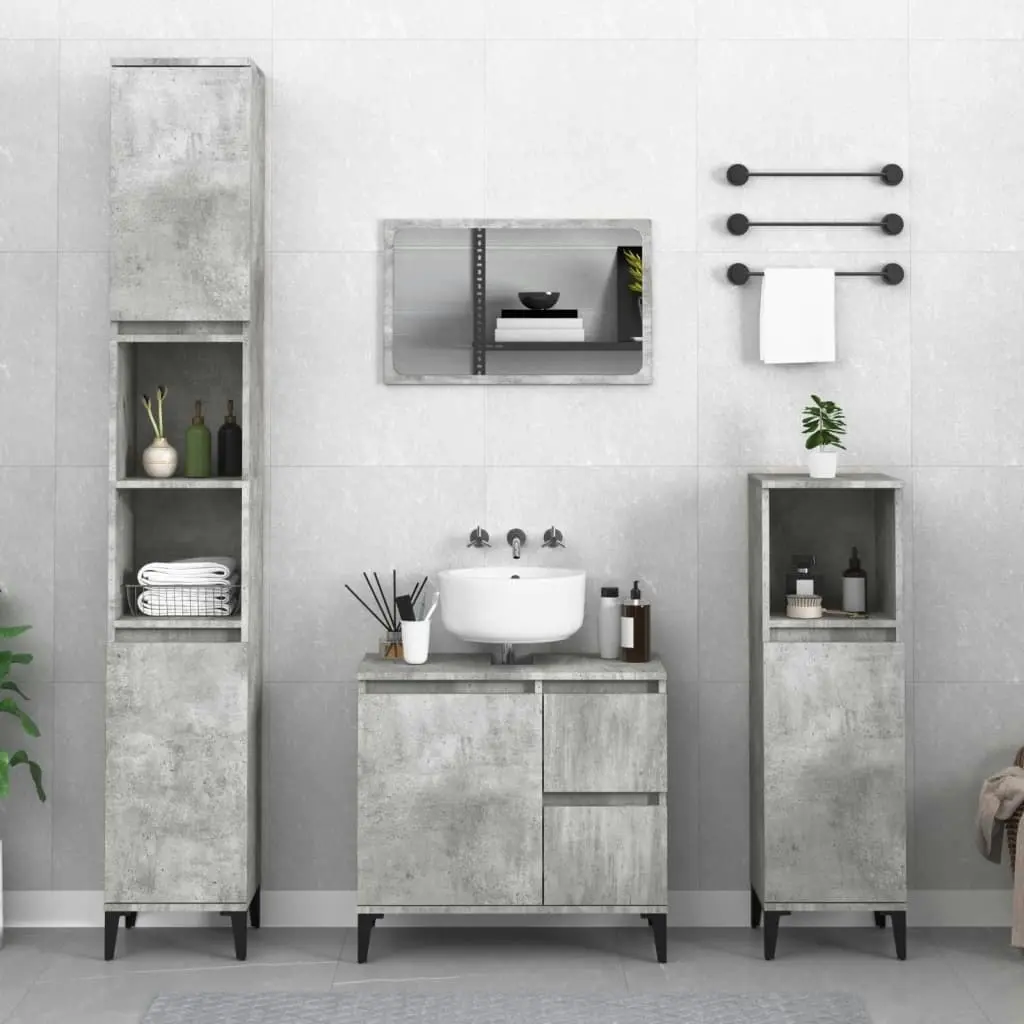 2 Piece Bathroom Furniture Set Concrete Grey Engineered Wood 3185570