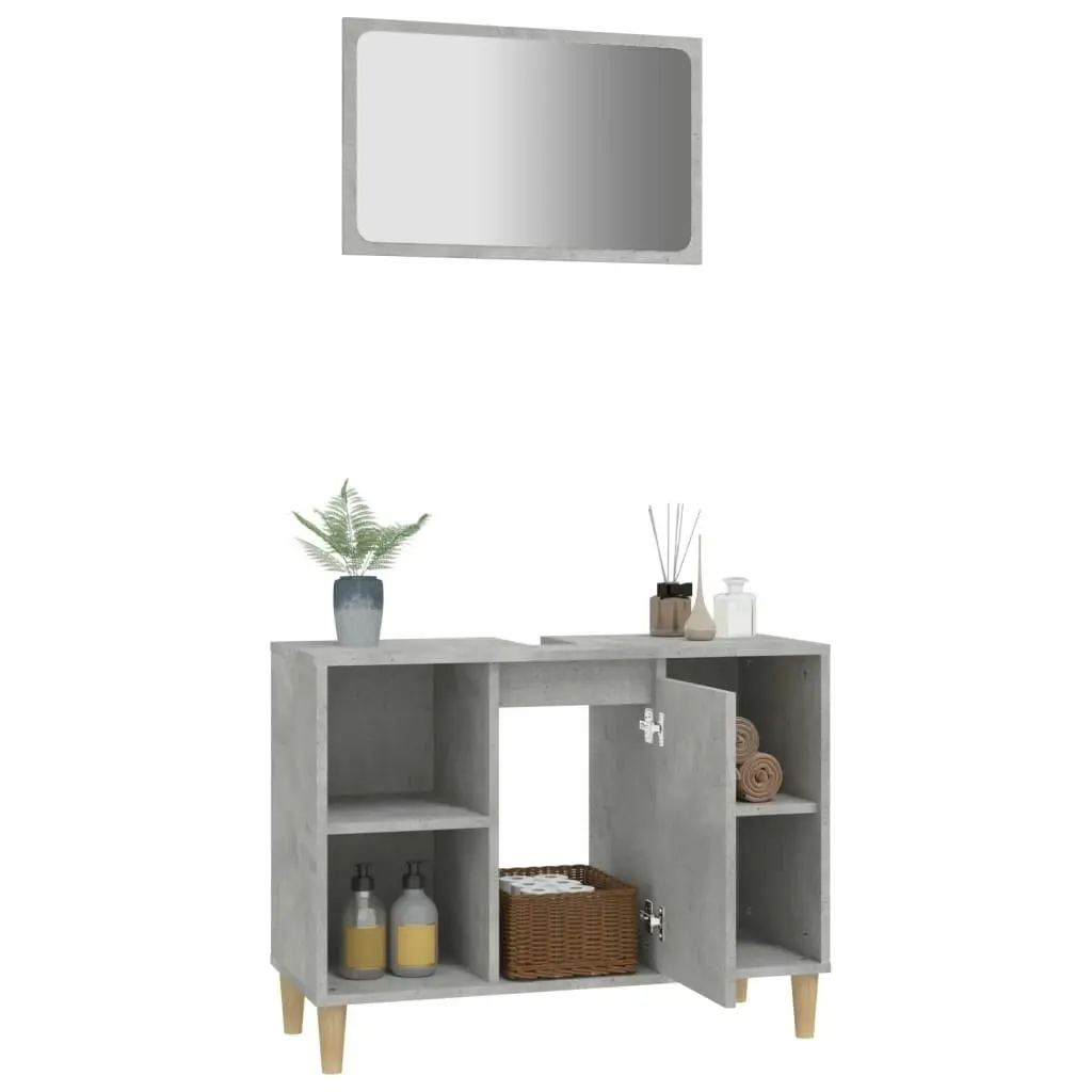 2 Piece Bathroom Furniture Set Concrete Grey Engineered Wood 3185713