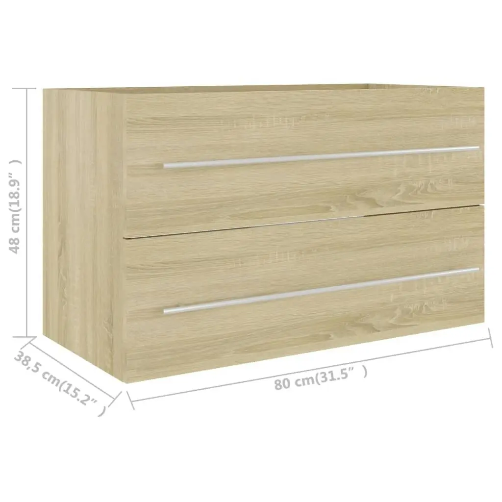 2 Piece Bathroom Furniture Set Sonoma Oak Engineered Wood 804839