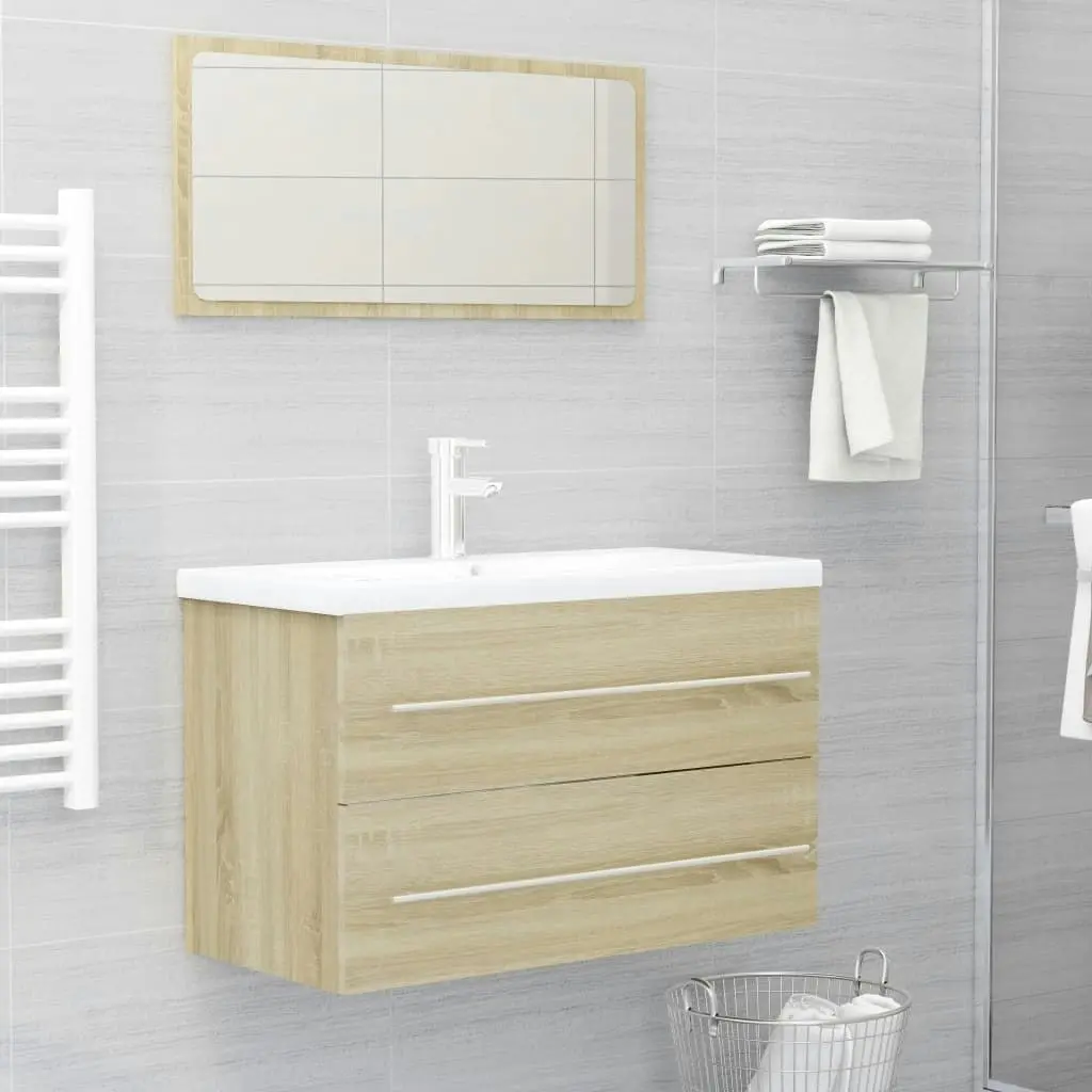 2 Piece Bathroom Furniture Set Sonoma Oak Engineered Wood 804839