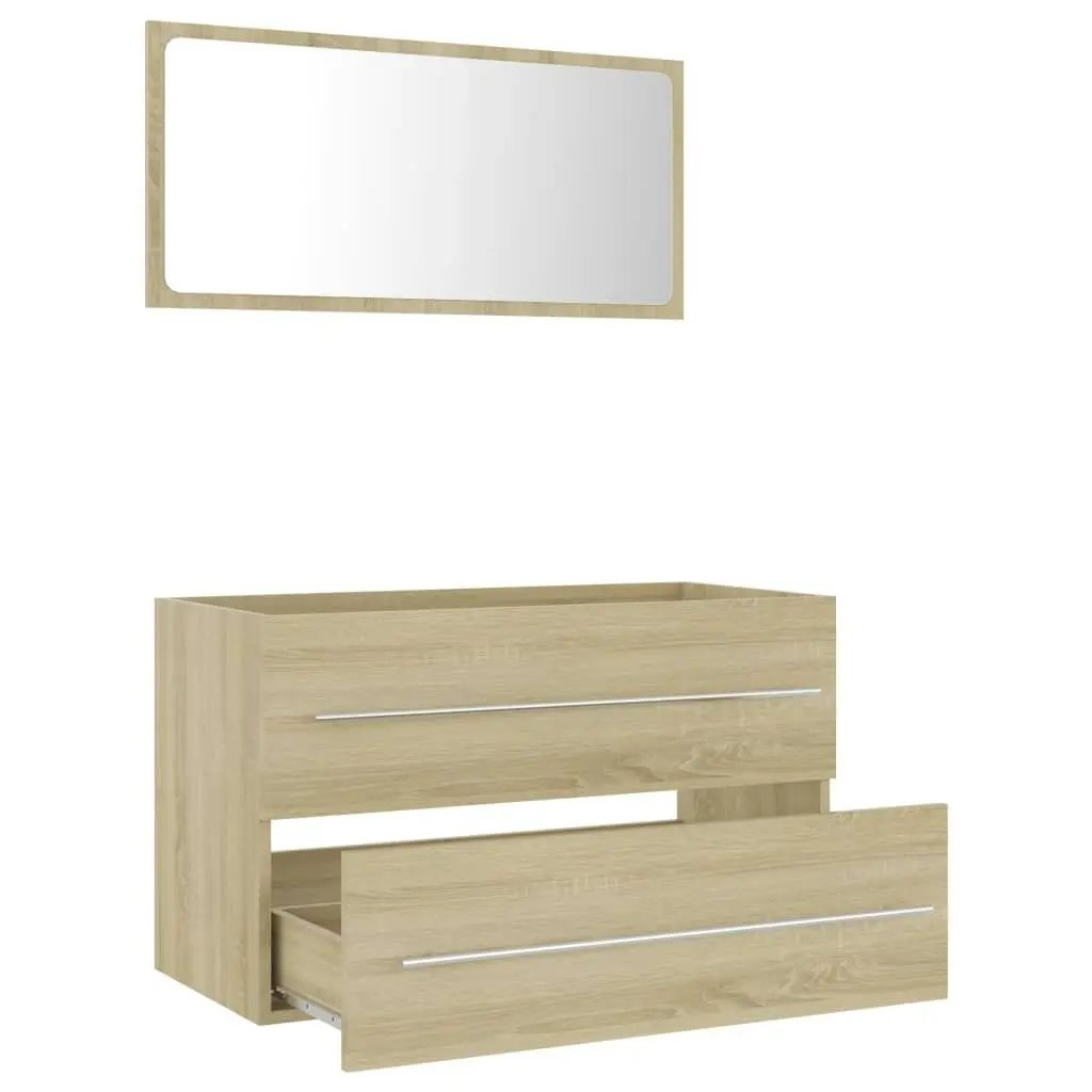 2 Piece Bathroom Furniture Set Sonoma Oak Engineered Wood 804839