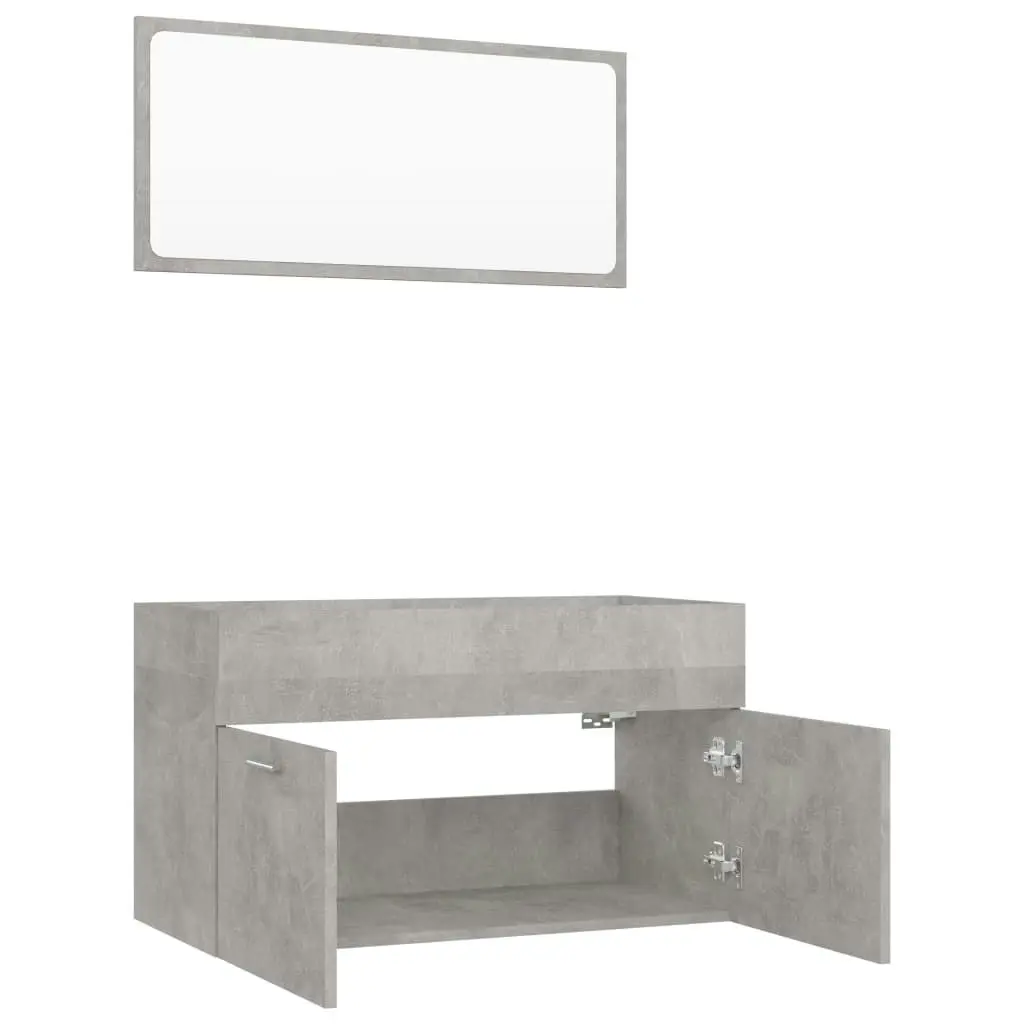 2 Piece Bathroom Furniture Set Concrete Grey Engineered Wood 804795