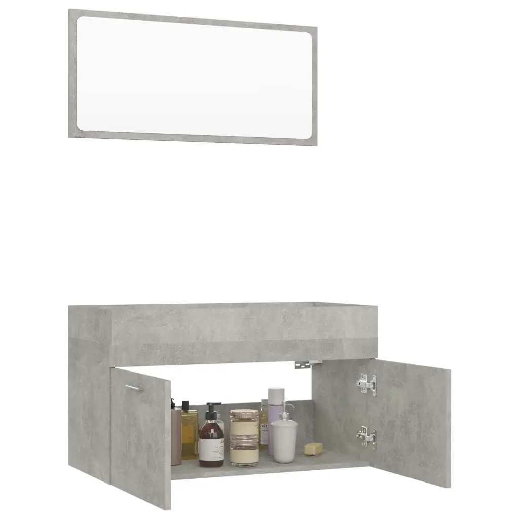 2 Piece Bathroom Furniture Set Concrete Grey Engineered Wood 804795