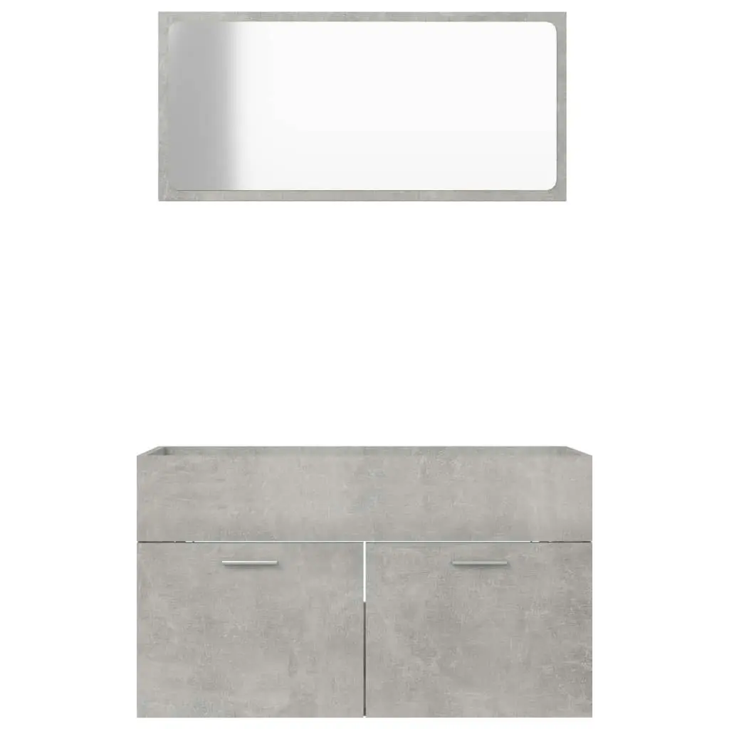 2 Piece Bathroom Furniture Set Concrete Grey Engineered Wood 804795