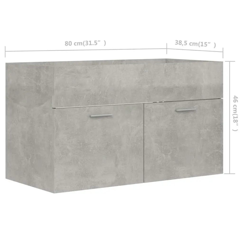 2 Piece Bathroom Furniture Set Concrete Grey Engineered Wood 804795