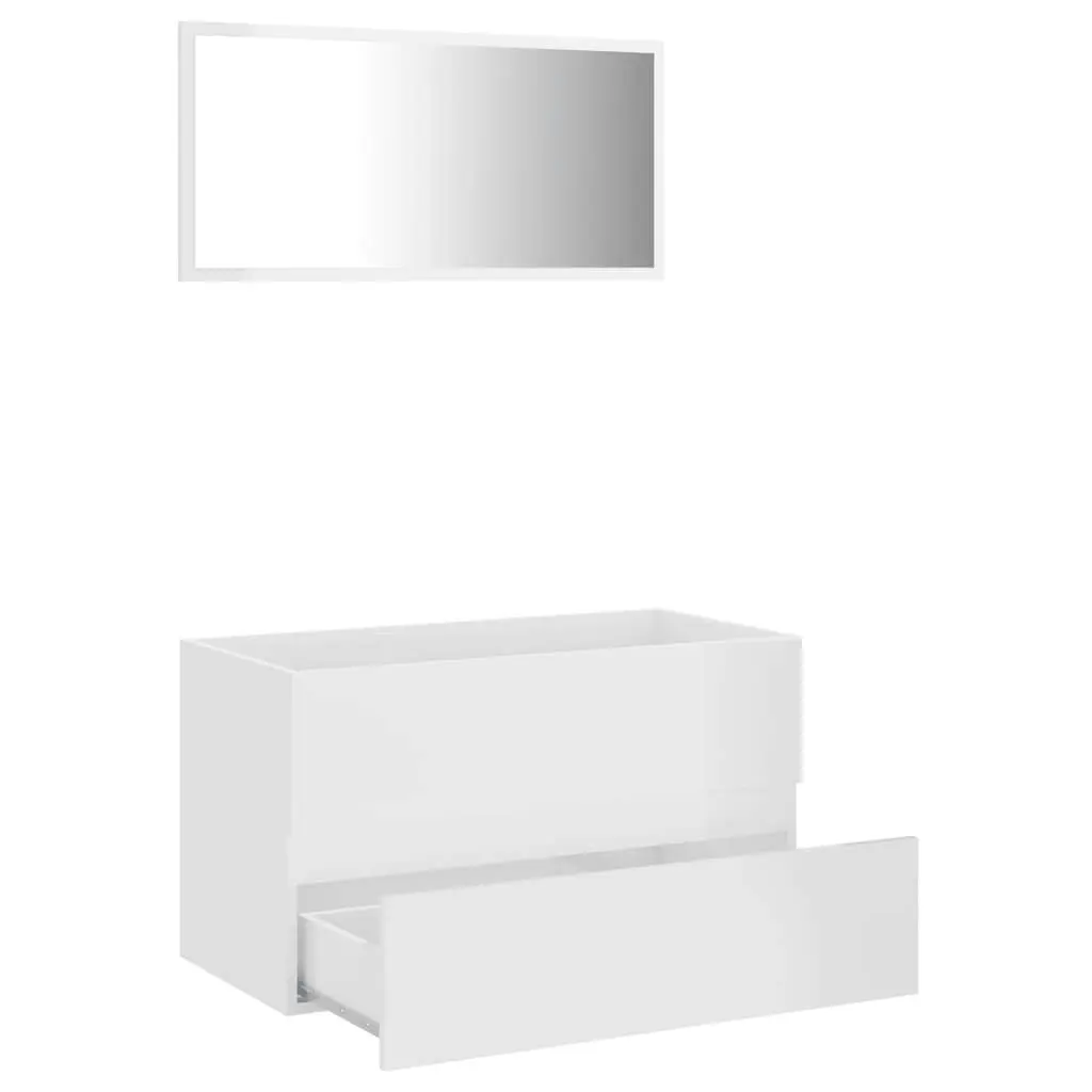 2 Piece Bathroom Furniture Set High Gloss White Engineered Wood 804887