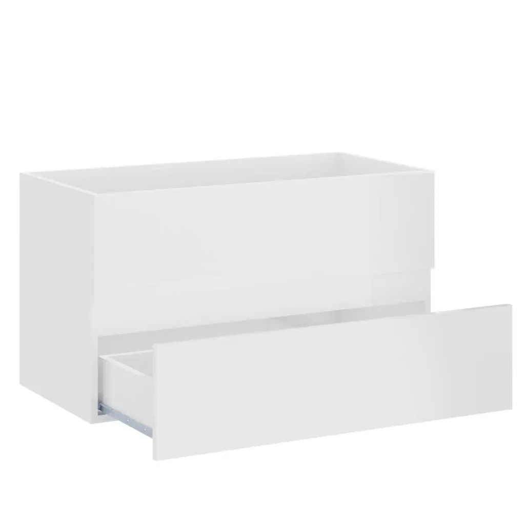 2 Piece Bathroom Furniture Set High Gloss White Engineered Wood 804887