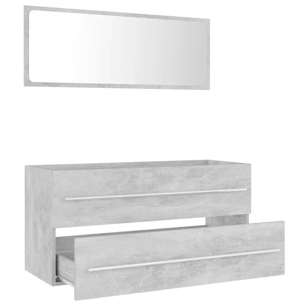 2 Piece Bathroom Furniture Set Concrete Grey Engineered Wood 804858