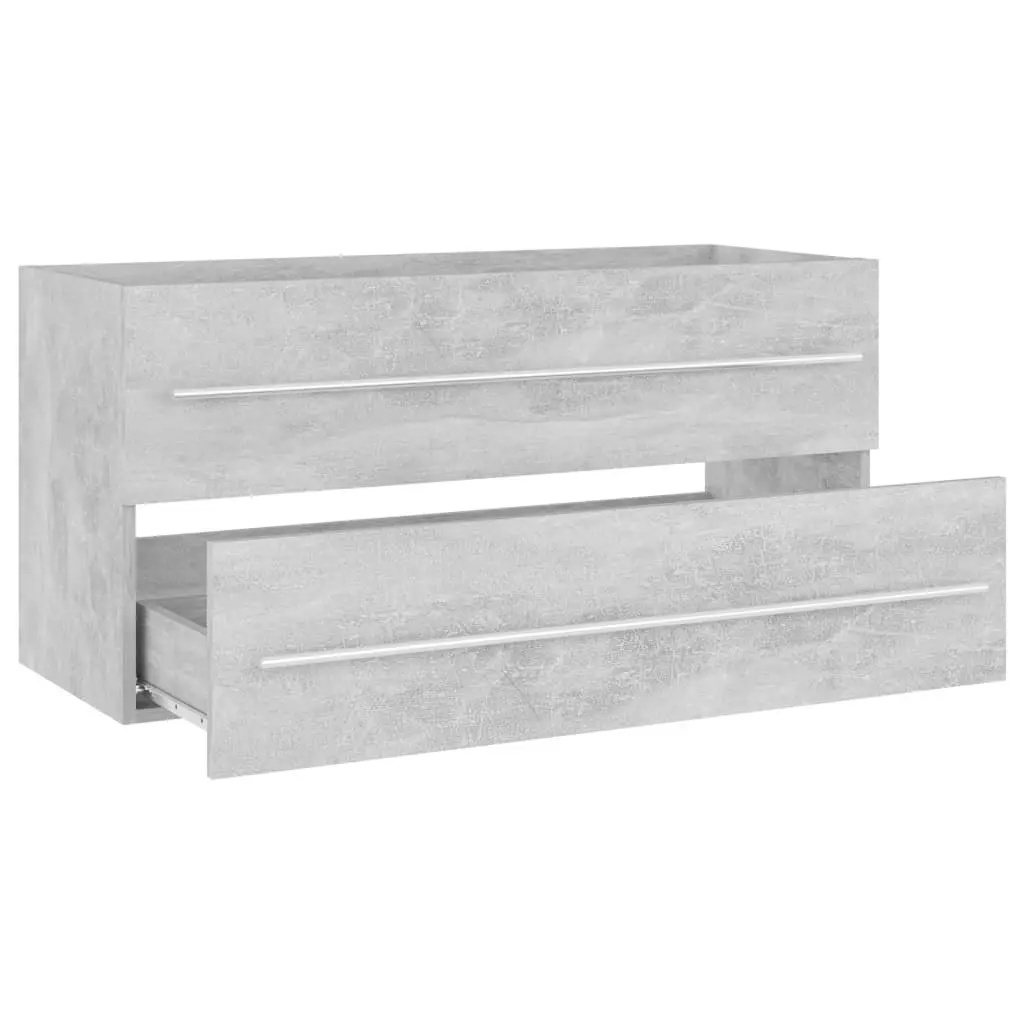 2 Piece Bathroom Furniture Set Concrete Grey Engineered Wood 804858