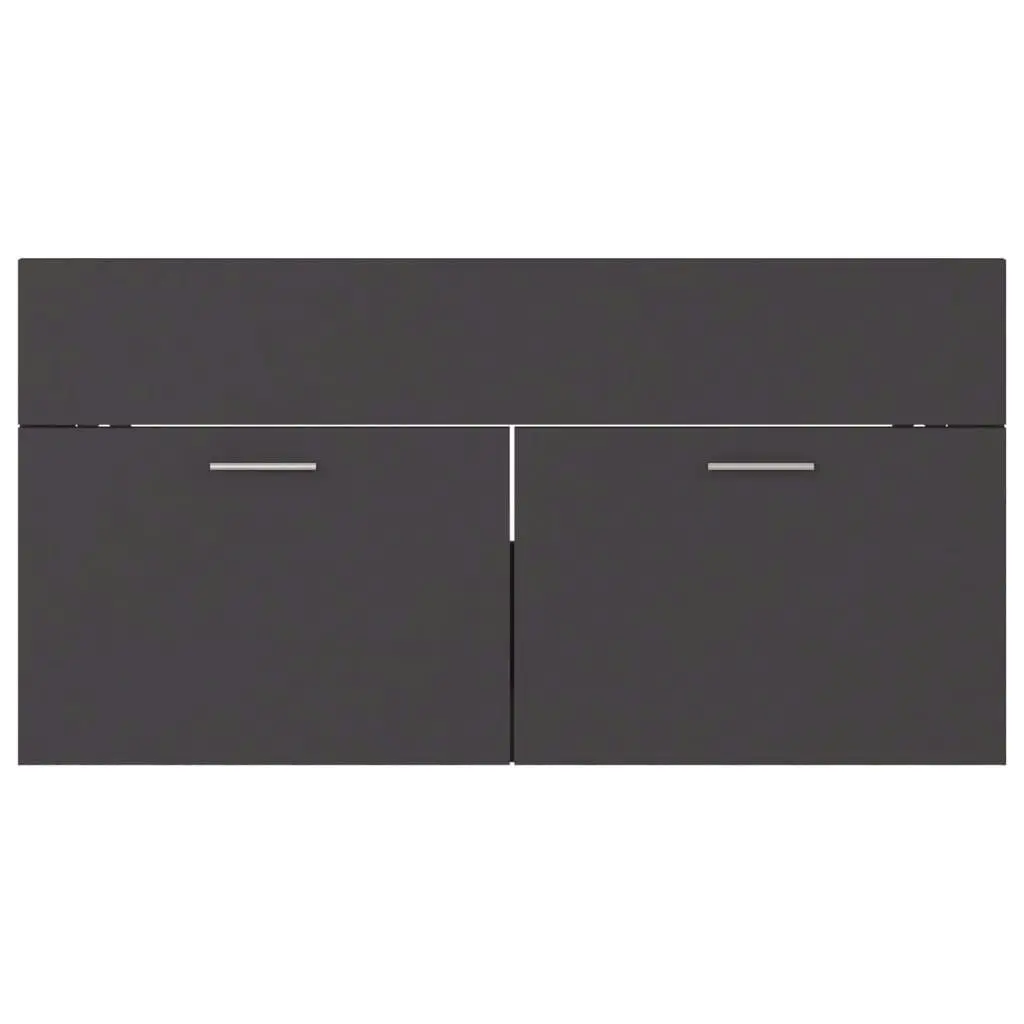 2 Piece Bathroom Furniture Set Grey Engineered Wood 804802