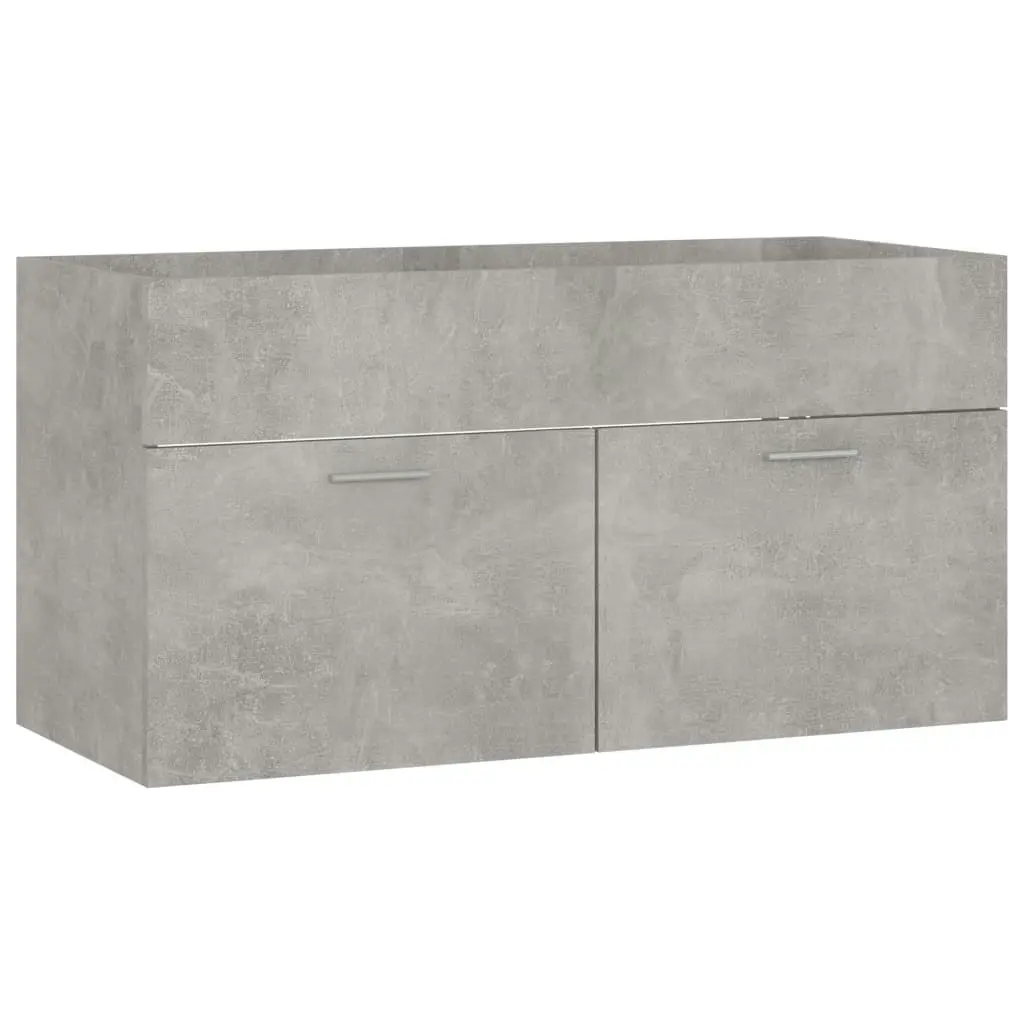 2 Piece Bathroom Furniture Set Concrete Grey Engineered Wood 804804