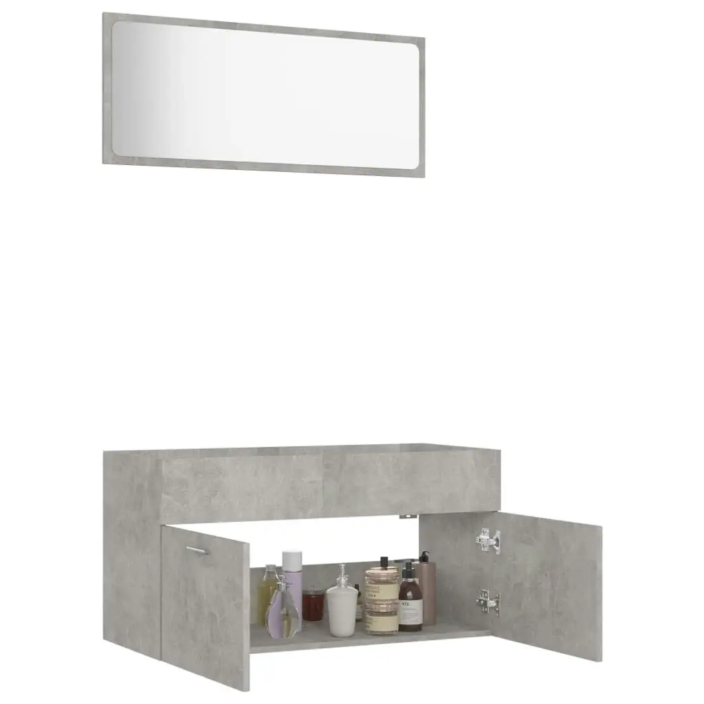 2 Piece Bathroom Furniture Set Concrete Grey Engineered Wood 804804