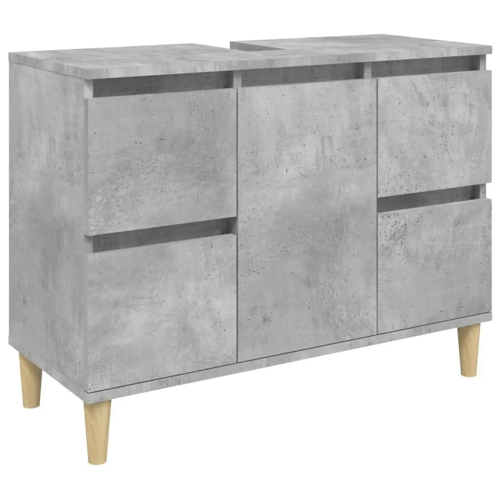 2 Piece Bathroom Furniture Set Concrete Grey Engineered Wood 3185703