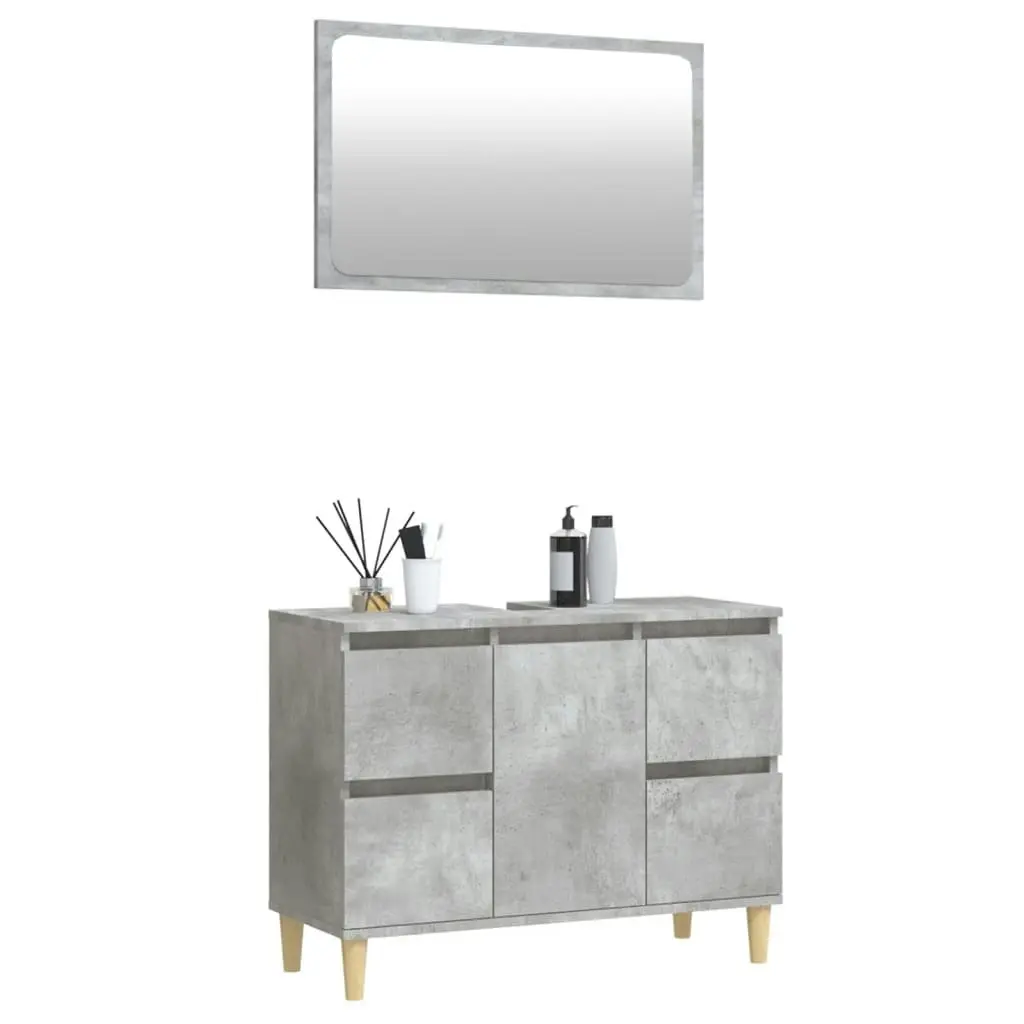 2 Piece Bathroom Furniture Set Concrete Grey Engineered Wood 3185703