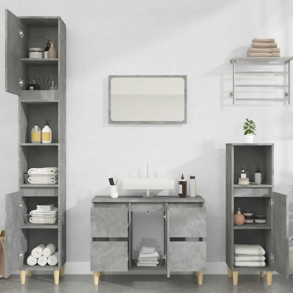 2 Piece Bathroom Furniture Set Concrete Grey Engineered Wood 3185703