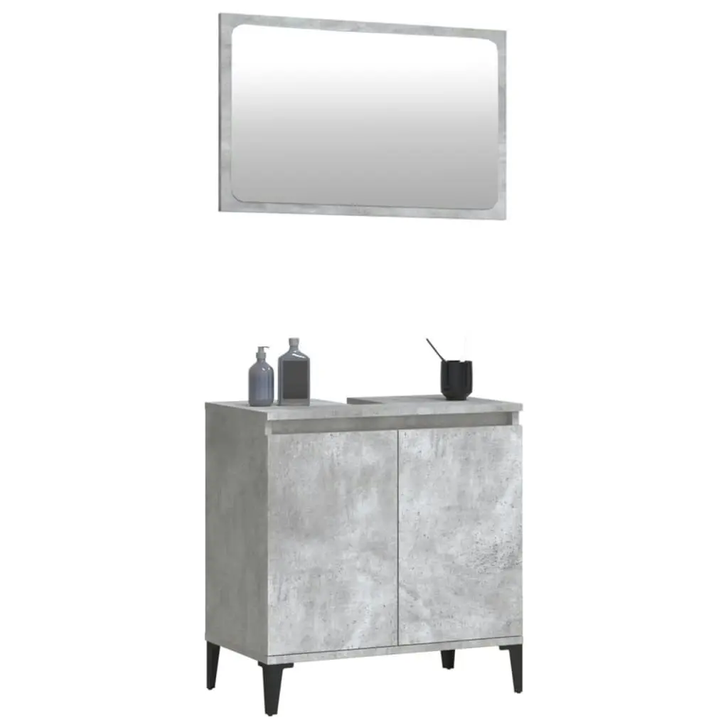 2 Piece Bathroom Furniture Set Concrete Grey Engineered Wood 3185698