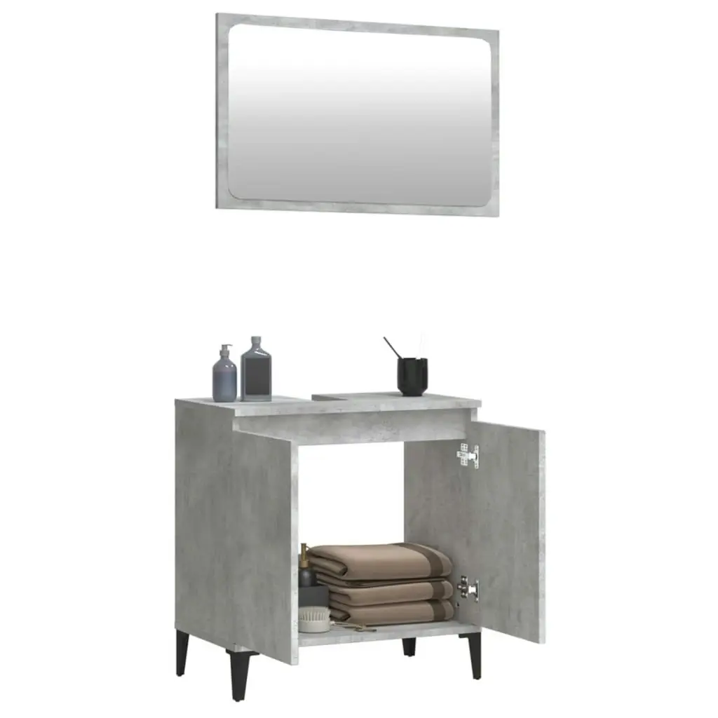 2 Piece Bathroom Furniture Set Concrete Grey Engineered Wood 3185698