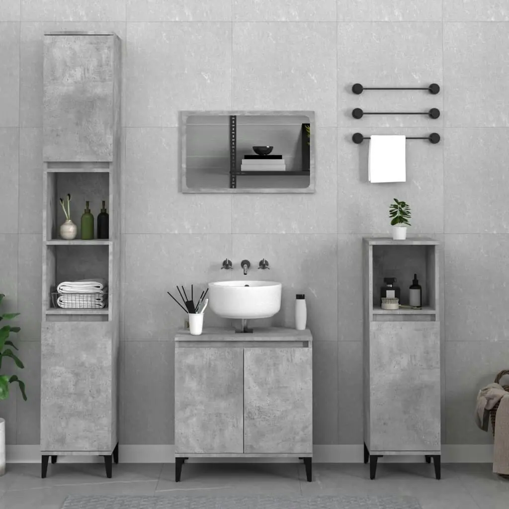 2 Piece Bathroom Furniture Set Concrete Grey Engineered Wood 3185698