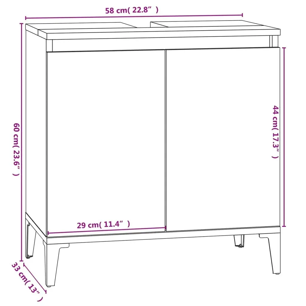 2 Piece Bathroom Furniture Set Concrete Grey Engineered Wood 3185698