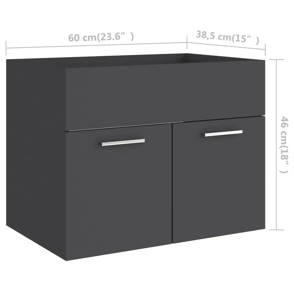 2 Piece Bathroom Furniture Set Grey Engineered Wood 804784