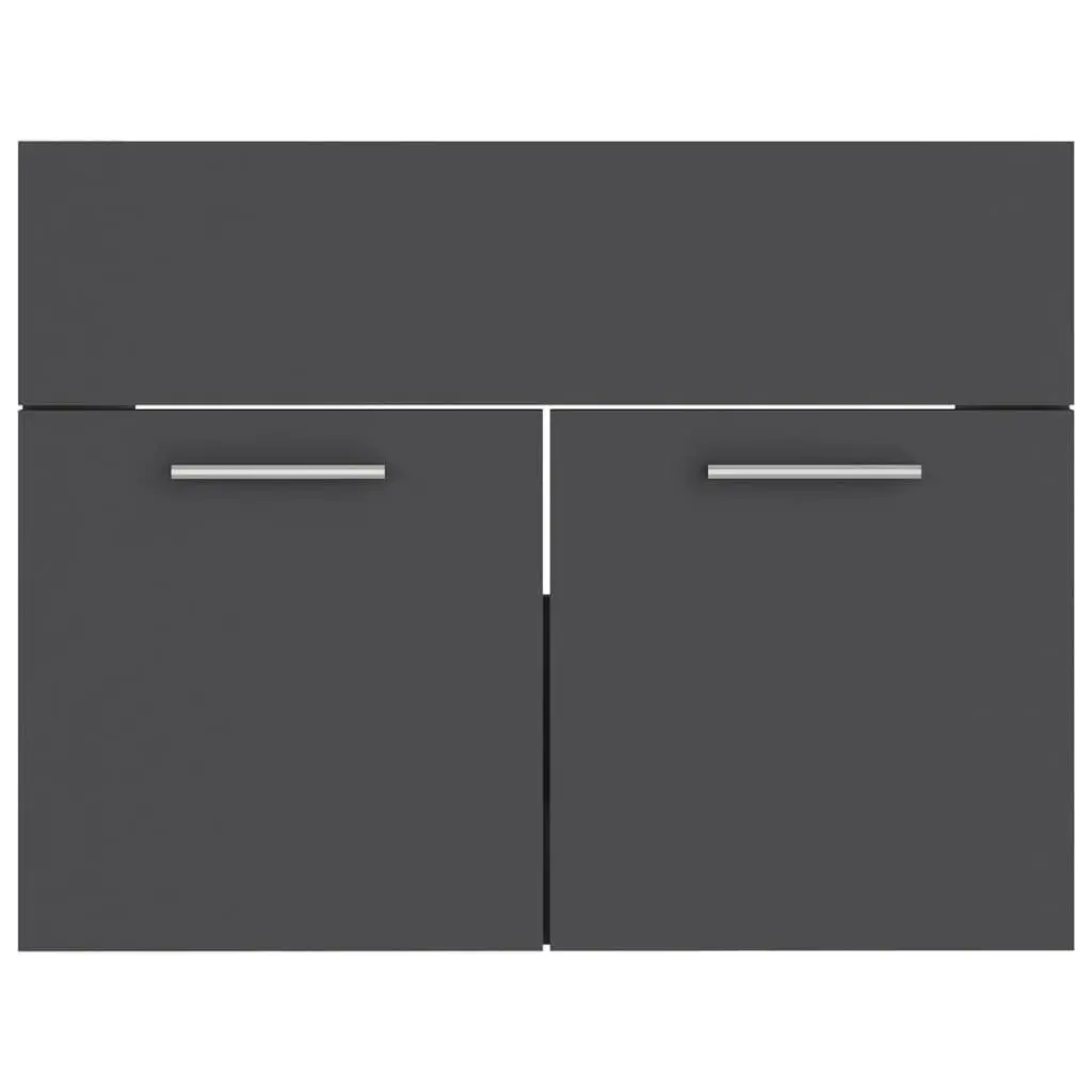 2 Piece Bathroom Furniture Set Grey Engineered Wood 804784