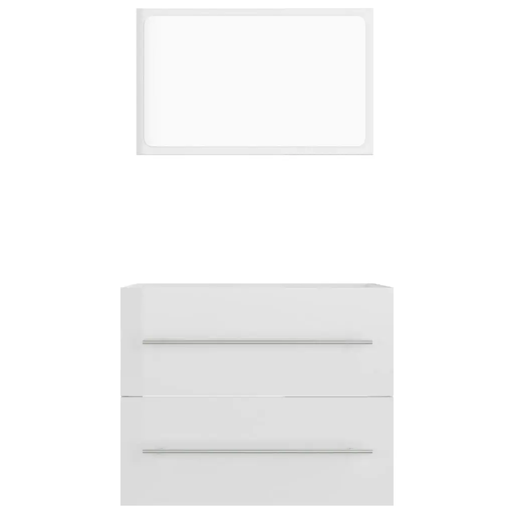 2 Piece Bathroom Furniture Set High Gloss White Engineered Wood 804833