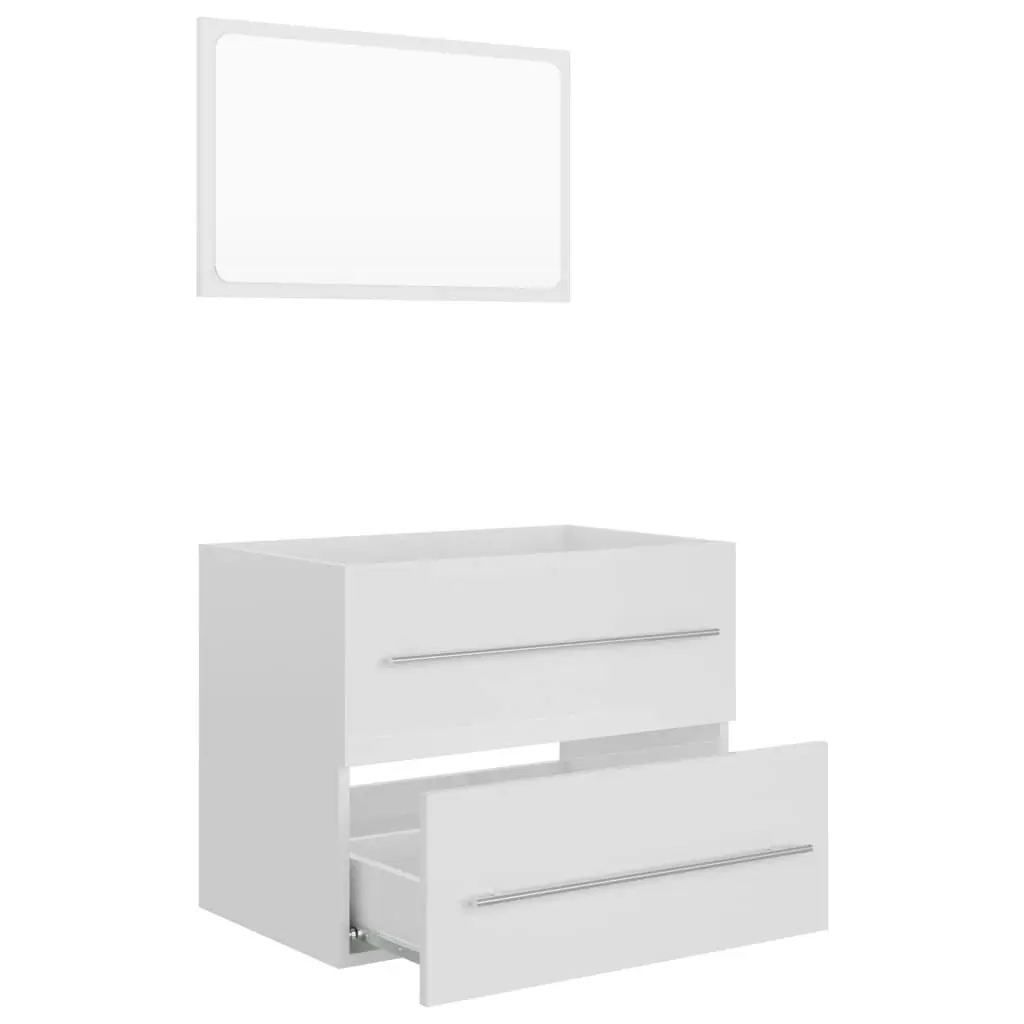 2 Piece Bathroom Furniture Set High Gloss White Engineered Wood 804833