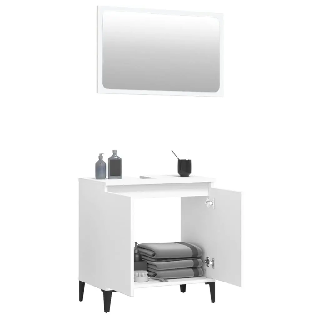 2 Piece Bathroom Furniture Set White Engineered Wood 3185694